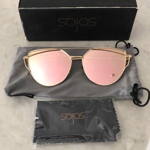 Sojos pink lens sunglasses with gold frame